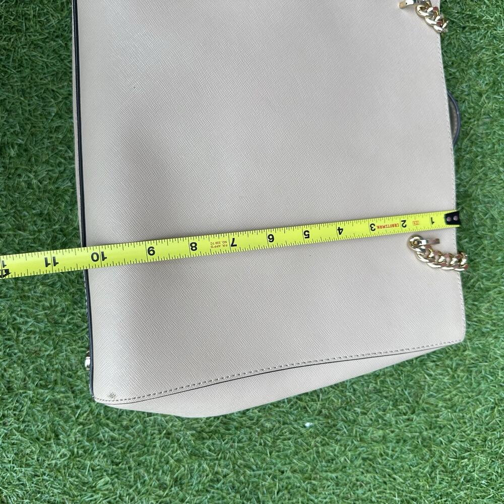 Michael Kors Ellis LG Saffiano Leather Shoulder Tote Satchel Oyster Preppy Glam - Picture 11 of 15
